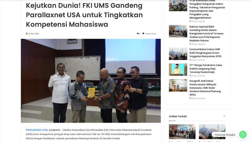 Kejutkan Dunia! FKI UMS Gandeng Parallanet USA untuk Tingkat Kompetensi Mahasiswa